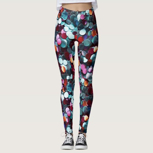 Burning Man Multicolor-Sequenzen Leggings (Vorderseite)