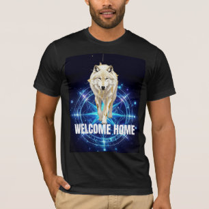 Burning Man Wolf Heilige Geometrie Neon Kosmischer T-Shirt