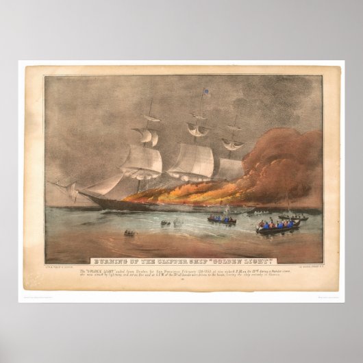 Burning of the clipper ship "Golden Light" (0143A) Poster (Vorne)