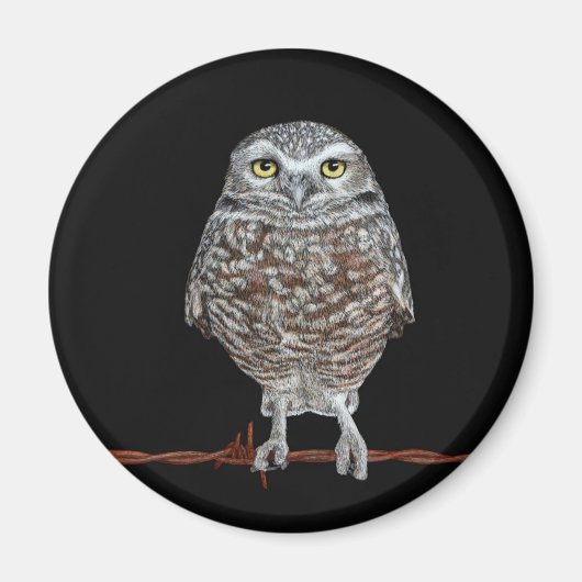 Burning Owl Round Magnet (Vorne)