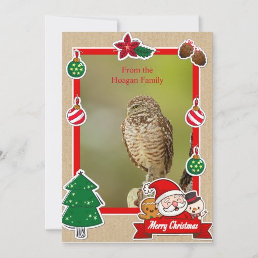 Burning Owl Weihnachtskarte Feiertagskarte (Vorderseite)