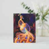 Burning Phoenix Peacock Postkarte (Stehend Vorderseite)