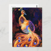 Burning Phoenix Peacock Postkarte (Vorne/Hinten)