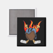 Burning Puck und Hockey Sticks in Flammen, Schwarz Magnet (Vorderseite/Rückseite)