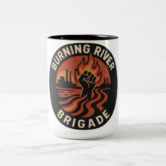 Burning River Brigade Kapuzenpullover Zweifarbige Tasse (Mittel)