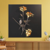 Burning Roses – Golden Elegance Leinwanddruck (Insitu (Wohnzimmer))