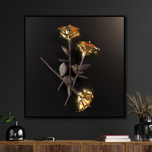 Burning Roses – Golden Elegance Poster