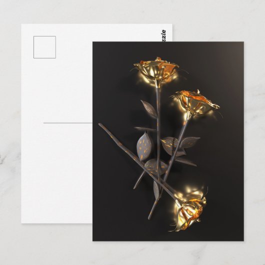 Burning Roses – Golden Elegance Postkarte (Vorne/Hinten)