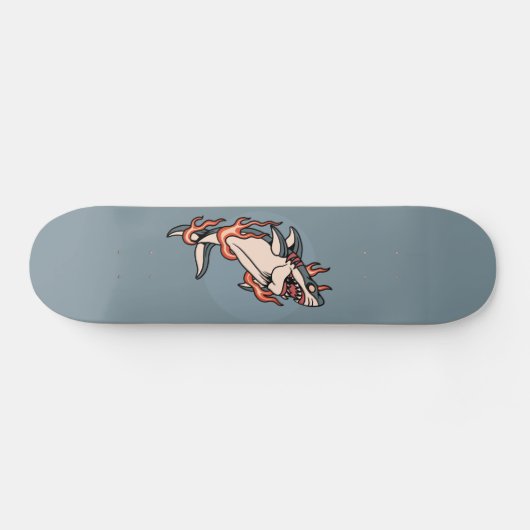 Burning Shark Flaming Tattoo Style Illustration Skateboard (Horizontal)