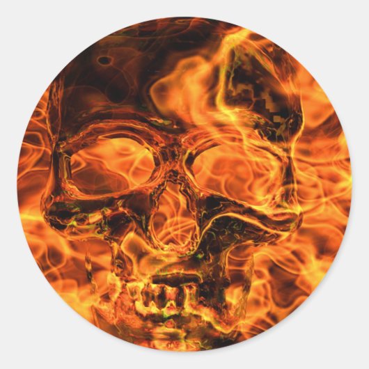 Burning skull runder aufkleber (Vorderseite)