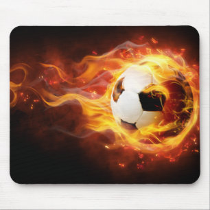 Burning Soccer Ball Mousepad