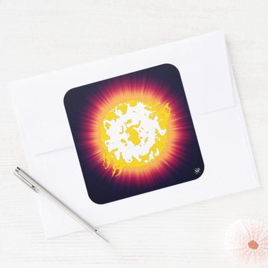 Burning Star Quadratischer Aufkleber (Umschlag)