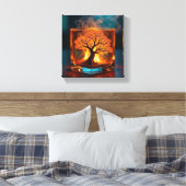 Burning Tree Inside Glass Whiskey Cube Art Leinwanddruck (Insitu (Schlafzimmer))
