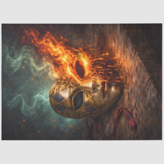 Burning Venetian Mask Decoupage Seidenpapier (Vorderseite)