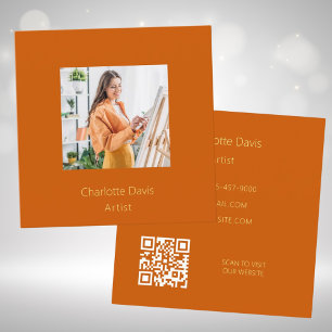 Burnorange-Foto QR-Code Quadratische Visitenkarte