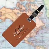 Burnorange mit Monogramm Gepäckanhänger