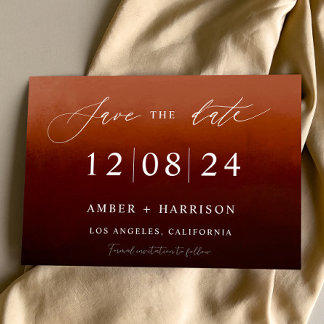 Burnorange ombre dunkler Glamour boho Save the Dat Einladung