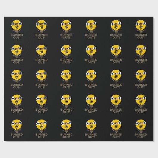 Burnout Funny Bulb Pun Dark BG Geschenkpapier (Flach)