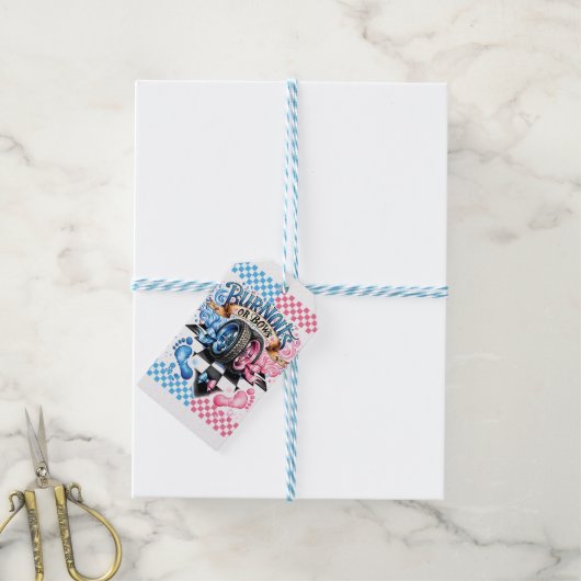 Burnouts oder Bows Geschlecht Enthüllung Geschenk- Geschenkanhänger (Mit Garn)
