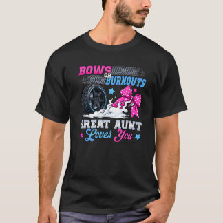 Burnouts or Bows Gender Reveal Party Announcement T-Shirt