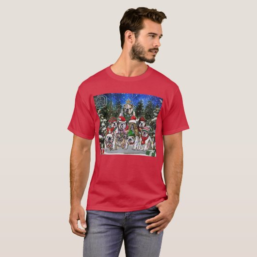 Burns Bunch Christmas English Bulldog Tree T-Shirt (Vorne ganz)