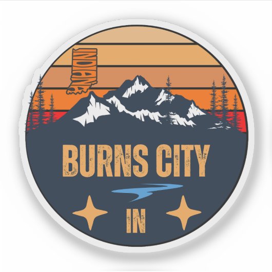 Burns City, Indiana Aufkleber (Vorderseite)