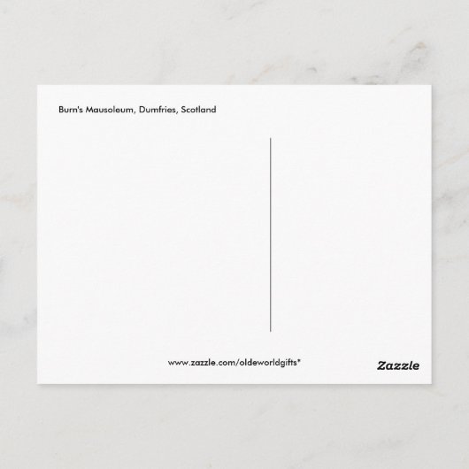 Burns Mausoleum, Dumfries, Schottland Postkarte (Rückseite)