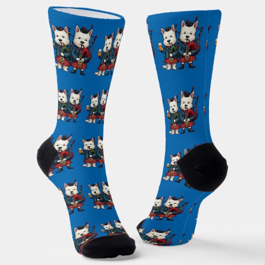 Burns Nacht West Highland Terrier Dudelsackpfeifer Socken (Gewinkelt)
