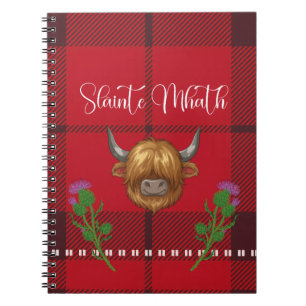 Burns Night Slàinte Mhath Highland Cow Tartan Notizblock