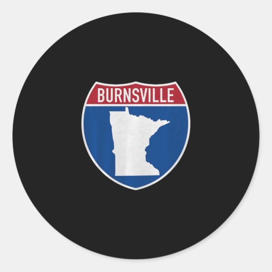 Burnsville Minnesota Map Highway Interstate Sign S Runder Aufkleber (Vorderseite)
