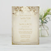 Burnt Almond & Gold Magnolia Hochzeit Einladung (Stehend Vorderseite)