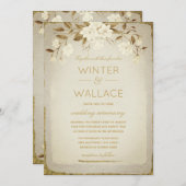 Burnt Almond & Gold Magnolia Hochzeit Einladung (Vorne/Hinten)