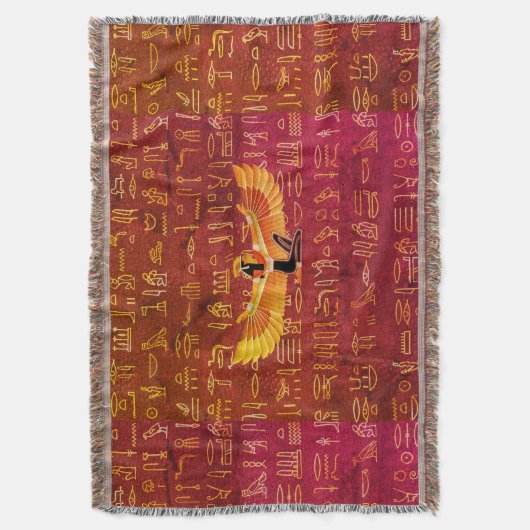 Burnt Amber Ägyptische Prinzessin Hieroglyphen Decke (Vorderseite Vertikal)