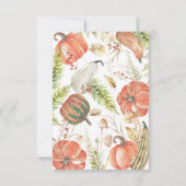 Burnt Autumn Pumpkin Fall Floral Baby Dusche Dankeskarte (Rückseite)