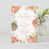 Burnt Autumn Pumpkin Fall Floral Baby Dusche Einladung (Stehend Vorderseite)