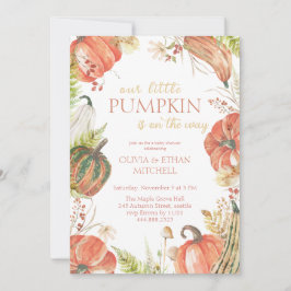 Burnt Autumn Pumpkin Fall Floral Baby Dusche Einladung