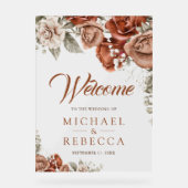 Burnt Boho Terracotta Floral Wedding Welcome Acrylschild (Vorderseite)