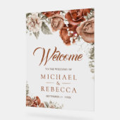 Burnt Boho Terracotta Floral Wedding Welcome Acrylschild (Winkel)