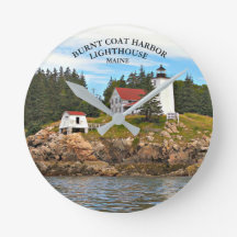 Burnt Coat Harbour Lighthouse Maine Wall Clock