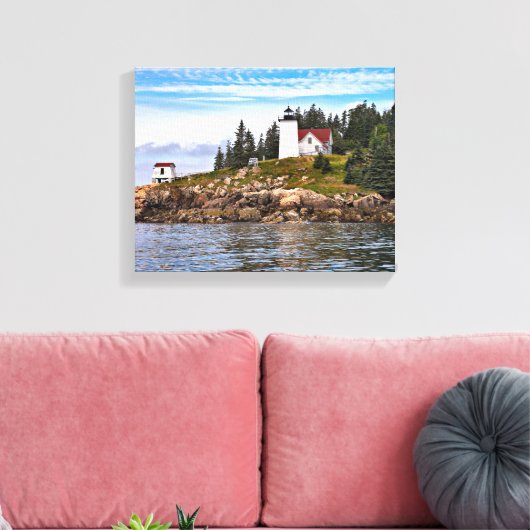 Burnt Coat Harbour Lighthouse Maine Wrapped Canvas Leinwanddruck (Insitu (Wohnzimmer))