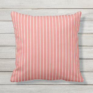 Burnt Coral White Summer Stripes Kissen