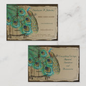 Burnt Edges Vintag Peacock Feathers Birdcage Visitenkarte (Vorne/Hinten)