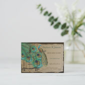 Burnt Edges Vintag Peacock Feathers Birdcage Visitenkarte (Stehend Vorderseite)