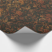 Burnt Gold Steampunk Goth Damask Wrapping Paper Geschenkpapier (Ecke)