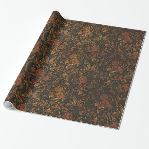 Burnt Gold Steampunk Goth Damask Wrapping Paper Geschenkpapier