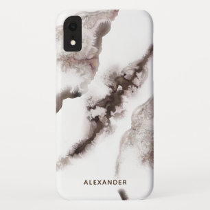 Burnt Hue Watercolor Ombre Marble Monogram Case-Mate iPhone Hülle