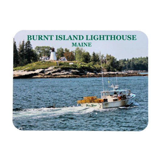 Burnt Island Lighthouse, Maine Foto Magnet (Horizontal)