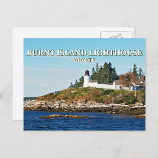 Burnt Island Lighthouse, Maine Postcard Postkarte (Vorne/Hinten)