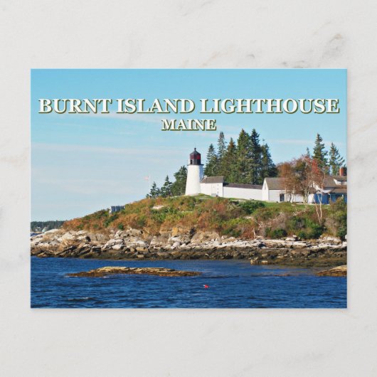 Burnt Island Lighthouse, Maine Postcard Postkarte (Vorderseite)