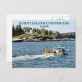 Burnt Island Lighthouse, Maine Postcard Postkarte (Vorne/Hinten)